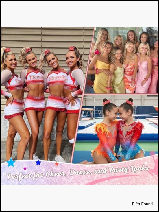 6 Pcs Sparkly Rhinestone Scrunchies Cheerleading Hair Ties main image 2